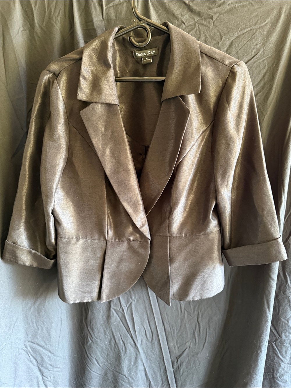 Dana Kay Metallic Charcoal Cropped Blazer